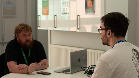 Joseph practicing interview skills with his Adviser