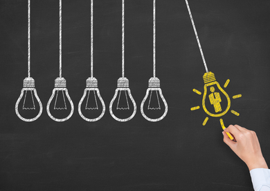 Chalk-drawn lightbulbs