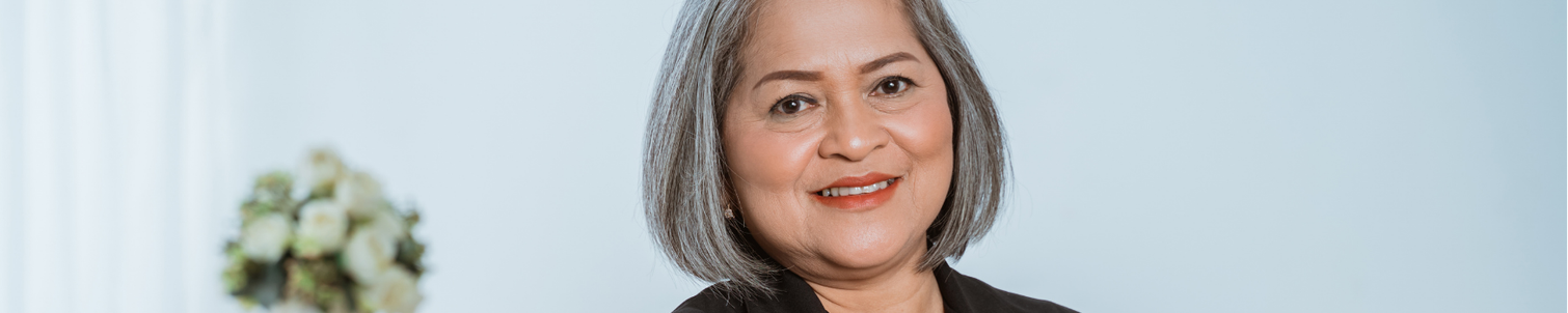 Confident woman in her 50s.