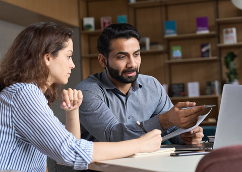 a one-to-one meeting at work.