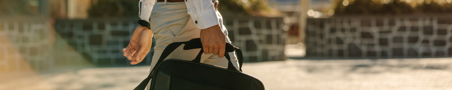 Employee walking to work